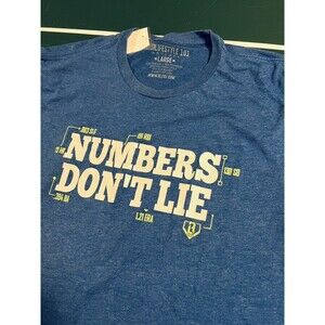 BSBL Lifestyle 101 Baseball Apparel Numbers Don’t Lie T-Shirt Men’s LARGE Blue